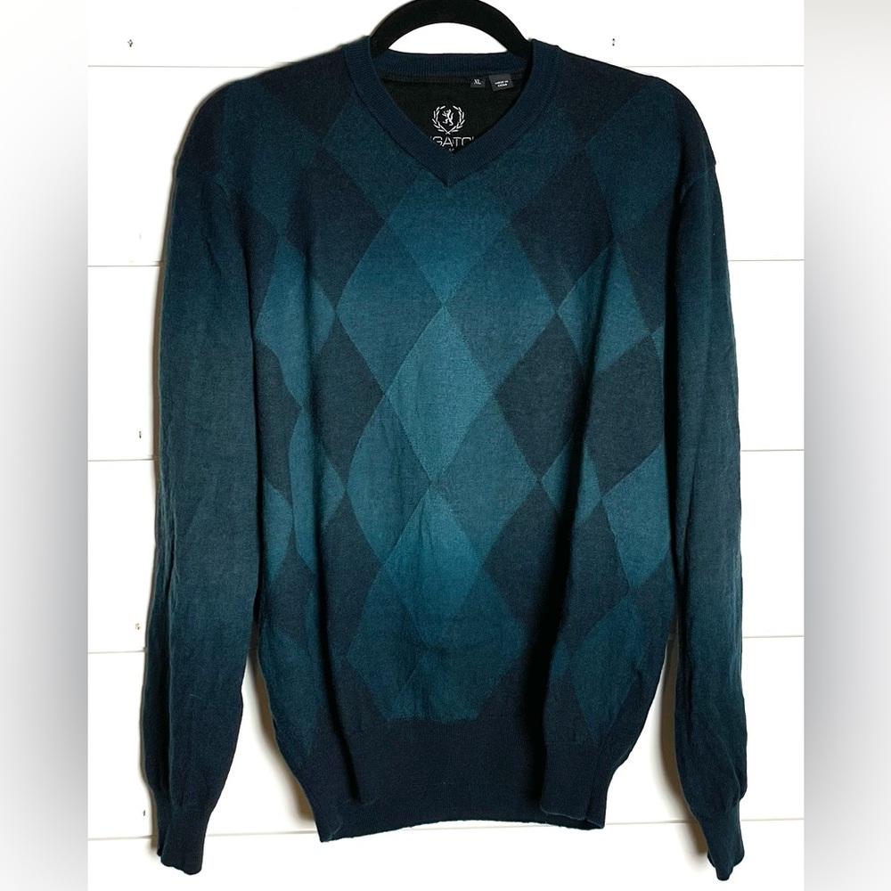 Bugatchi Uomo 100% Merino Wool V Neck Sweater XL